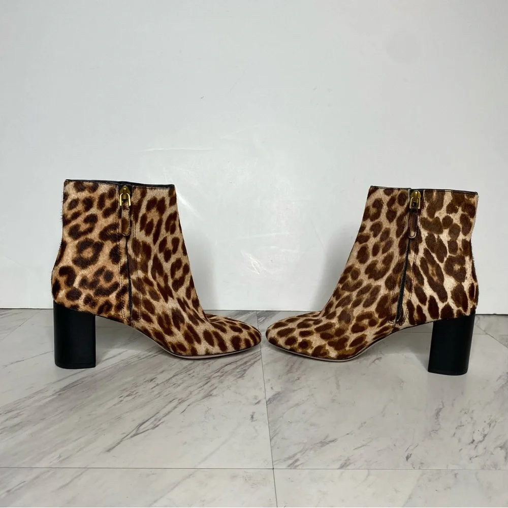 Tory Burch Brooke Leopard Heeled Bootie 5 1/2 M